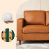Mid-Century Modern 85" Large Leather Couch - High-Density Foam & Built-in Springs, 3-Seat Sofa with Sturdy Wood Legs - 4 of 4