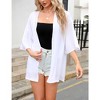WhizMaxWomen's Cardigan Open Front Chiffon 3/4 Sleeve Cardigan Casual Sheer Beach Cover Ups - 3 of 4