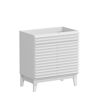 APRILSOUL  Bathroom Vanity, Mid-Century Bathroom Vanity with 2 Soft Closing Doors, Freestanding Bathroom with Wood Grain Laminate