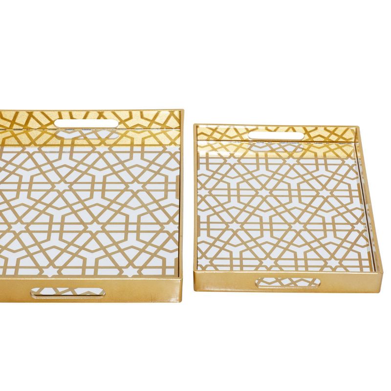 Set of 2 Plastic Geometric Mirrored Tray &#8211; CosmoLiving by Cosmopolitan, 4 of 9