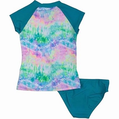 GO COCO Little Girls’ 2-Piece Rashguard Bikini Swimsuit Set, Multi Surf Tide, 4 — фото 2
