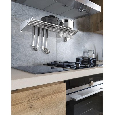 Stainless Steel Wall Mounted Kitchen Rack with Hooks