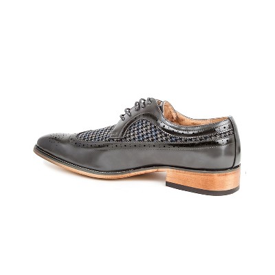 Men's Gray Genuine Leather Wingtip Brogue Shoes