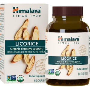 Himalaya Organic Licorice for Digestion, Gas, Nausea & Heartburn Relief, 600 mg, 60 Caplets, 2 Month Supply - 1 of 4