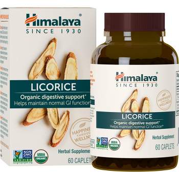 Himalaya Organic Licorice for Digestion, Gas, Nausea & Heartburn Relief, 600 mg, 60 Caplets, 2 Month Supply