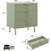 Modern Nightstand with Fluted 3 Deep Drawers & Metal Legs, Wooden Dresser Organizer, Side Table for Bedroom Living Room Hallway Kids Room - 2 of 4