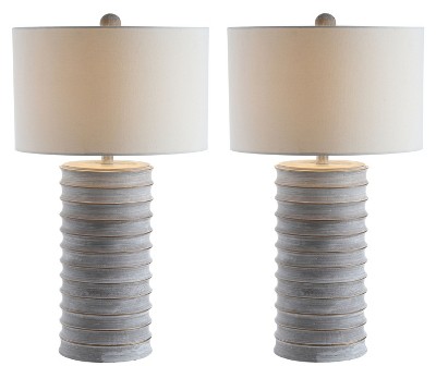 Classical Elegance White Wash Resin Table Lamp Set
