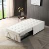 Versatile Linen Fabric Sofa Bed w/Removable Backrest&Solid Wood Frame,Convertible Lazy Sofa,Ottoman & Single Bed,Easy Assembly - 4 of 4