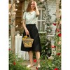 INSPIRE CHIC Women's Casual Elastic Waist Peasant A-Line Midi Skirts with Pockets - 3 of 4