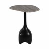Modern Contemporary Accent Table with Marble Top and Sculpted Stone Aluminum Metal Base - 3 of 4
