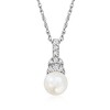 Ross-Simons 7-7.5mm Cultured Pearl and .50 ct. t.w. White Topaz Jewelry Set: Pendant Necklace and Ring in Sterling Silver - 3 of 4