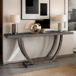 Hommoo 63-Inch Wood Console Table with Geometric Base - 1 of 4