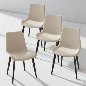 Set of 4 Modern Dining Chairs, Faux Leather Upholstered Seat, Metal Legs, Waterproof Side Chairs for Kitchen, Dining Room, Living Room - 1 of 4