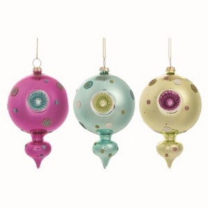 Transpac Glass Glam Retro Ornament Set of 3 Christmas Home Decorations - 1 of 1