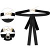 INSPIRE CHIC Women's Velvet Bow Brooch Tie Neck Band Ties Flatback Beads Decor - 3 of 4