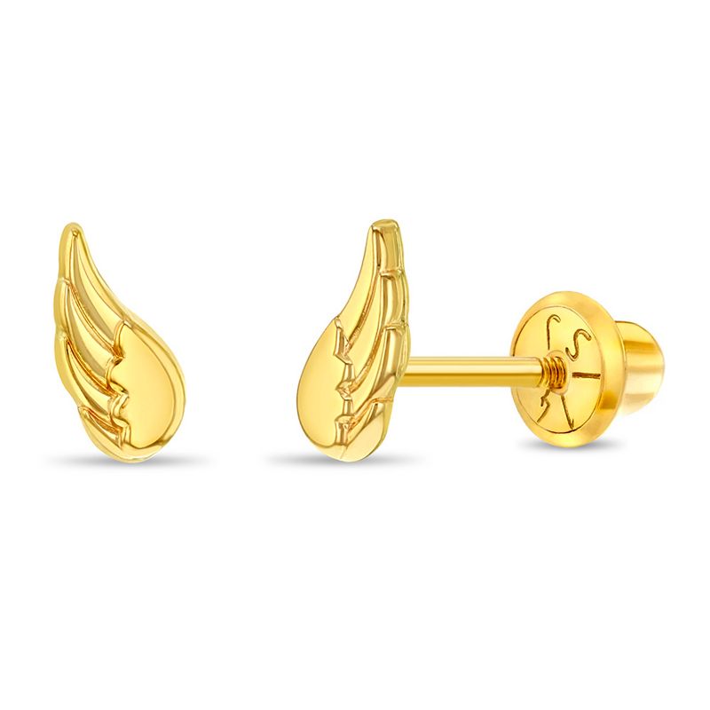Girls' Angel Wings Screw Back 14k Gold Earrings - In Season Jewelry, 1 of 7