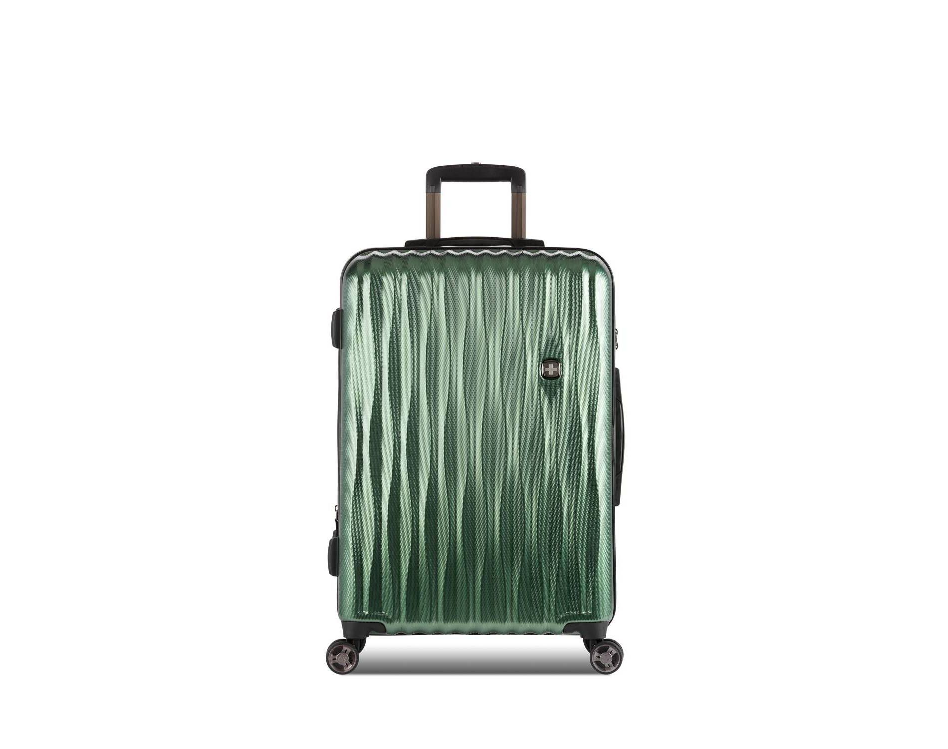 SWISSGEAR Energie Hardside Medium Checked Spinner Suitcase – Verdun Green: Tear-Resistant Polycarbonate Shell