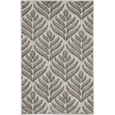 Charcoal Tropical Palm Flatwoven Synthetic Rug 32"x4"