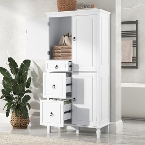 Akoasm 61.7 in. H White Multi-Functional Storage Cabinet with Adjustable Shelves, 3 Drawers & 3 Enclosed Compartments - 1 of 4