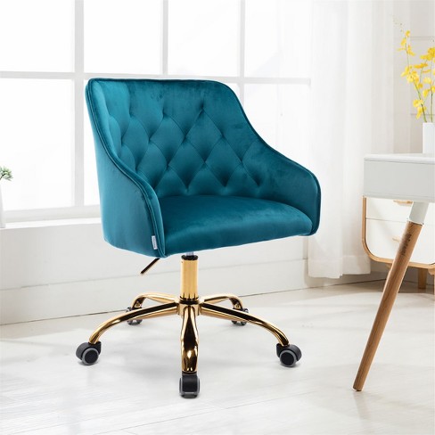 Yaheetech Modern Velvet Desk Chair Soft Height-adjustable 360