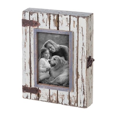 White 4 x 6 inch Decorative Distressed Wood Shadow Box Picture Frame - Foreside Home & Garden