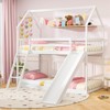 Safstar Twin Over Twin House Bunk Bed with Slide Solid Wood Low Bunk Bed for Kids White - 3 of 4