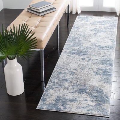 Amelia Grey and Blue Synthetic Runner Rug - 2'2" x 14'