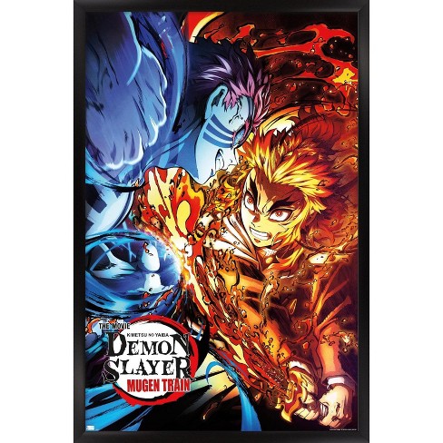 Demon Slayer: Mugen Train - Kyojuro Rengoku One Sheet Wall Poster, 22.375  x 34 Framed 