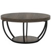 Round Coffee Table, 31.7inGrey Wooden 2-Tier Circle Coffee Table with Storage Shelves, Modern Accent Cocktail Table Center Table for Living Room - 4 of 4
