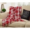 50"x60" Plaid Cotton Throw Red - SARO - 3 of 3