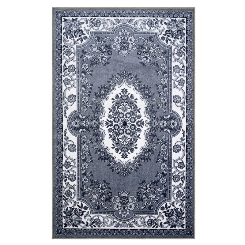 Classic Traditional Ornamental Floral Scroll Border Indoor Runner or Area Rug by Blue Nile Mills, 1 of 6
