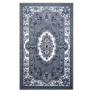 Classic Traditional Ornamental Floral Scroll Border Indoor Runner or Area Rug by Blue Nile Mills