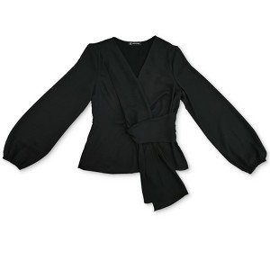 I.N.C International Concepts Womens Drape Front Pullover Blouse, Black, X-Large - 1 of 1