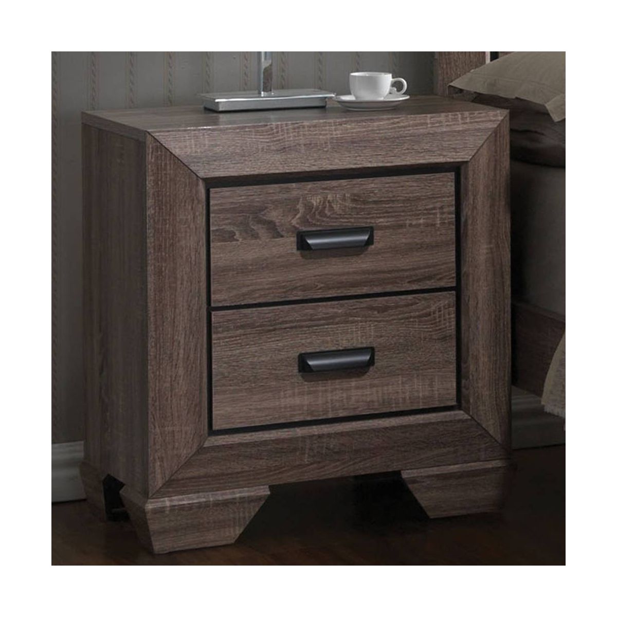 24" Lyndon Nightstand Weathered Gray Grain - Acme Furniture: English Dovetail, Metal Glides, PVC Edging - thumbnail 6