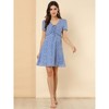 Allegra K Women's Regular Fit Floral Ruffle Trim Tie V Neck Shorts Sleeves Mini Dress - 4 of 4