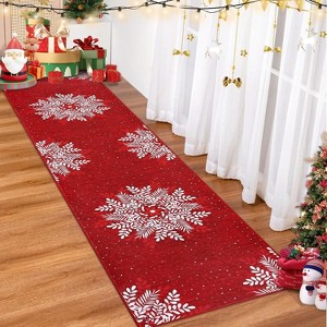TackView Christmas Snowflake Area Rug Rug Washable Non Slip,Christmas Rugs for Living Room, Low Pile Throw Rug Carpet - 1 of 4
