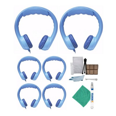Hamilton Buhl Flex Stereo Foam Headphones (Blue, 6-Pack) and Accessory Kit