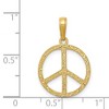 Black Bow Jewelry 14k Yellow Gold Textured Peace Sign Pendant, 16mm (5/8 inch) - 4 of 4