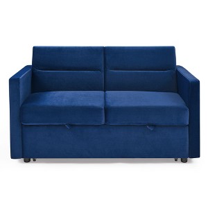 NicBex 54.5"x33"x31.5" Sleeper Sofa Couch Chenille Loveseats Sofa Bed with Pull-out Bed, 2 Arm Pocket - 1 of 4