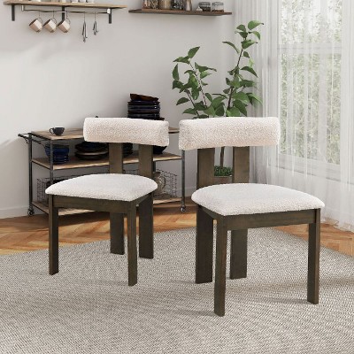 CAVINAS Set of 2 Modern Upholstered Dining Chairs with Boucle Fabric and Solid Wood Legs, Ergonomic High Back for Dining Room or Office