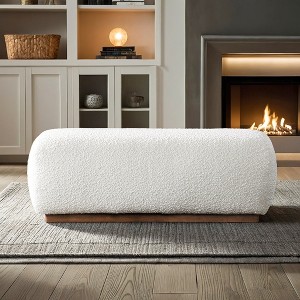 Kumasinova 47.2" Aesthetic Design Fluffy Boulce Ottoman Bench,Mid-Century Modern Living Room Accent Ottoman,End of Bed Ottoman Bench,Ivory - 1 of 4