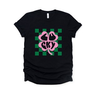 Simply Sage Market Women's Lucky Clover Checkered Short Sleeve Graphic Tee - 1 of 4