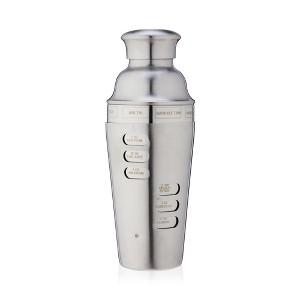 True Swivel Recipe Cocktail Shaker, Stainless Steel Shaker with 8 Recipes, 24 Oz Capacity, Silver - 1 of 4