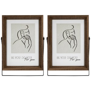 Northlight Wooden Picture Frames with Display Stand - for 5" x 7" Photo - Set of 2 - 1 of 4