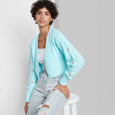 crop cable knit cardigan