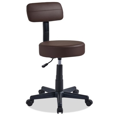 VECELO Armless Chair Rolling Stool with Backrest for Garage Shop Workbench Salon