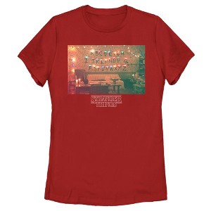 Women's Stranger Things Christmas Lights Portrait T-Shirt - 1 of 3
