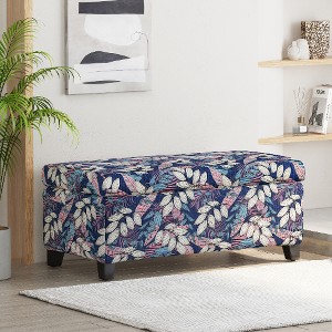 Lyngins Upholstered Storage Bench with Pressure Hinges, Ottoman with Storage, Multi-Functional Footrest & Entryway Bench, Bed Bench for Bedroom - 1 of 4
