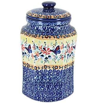Blue Rose Polish Pottery P174 Manufaktura Small Canister with Seal