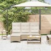 vidaXL Reclining Patio Sofa with Cushions - L-Shaped Beige Poly Rattan, Adjustable Outdoor Garden Furniture Set, 69.3"x54.3"x32.7" for Deck/Patio Use - 3 of 4